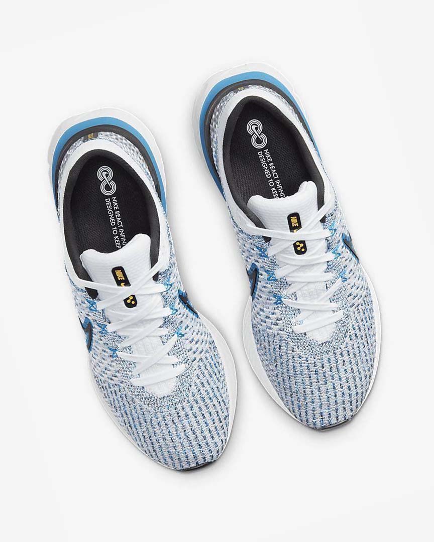 White / Blue / Blue / Black Nike React Infinity Run Flyknit 3 Men's Running Shoes | CA_2287