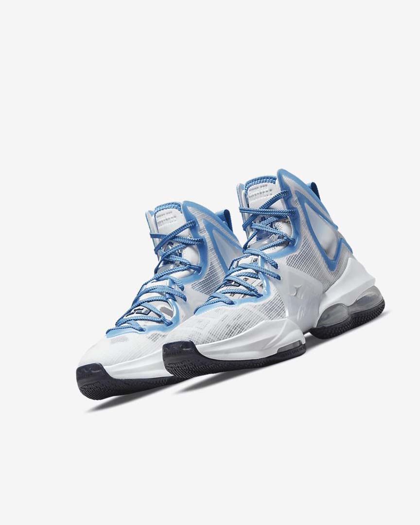 White / Blue / Blue Nike LeBron 19 Boys' Basketball Shoes | CA_3223