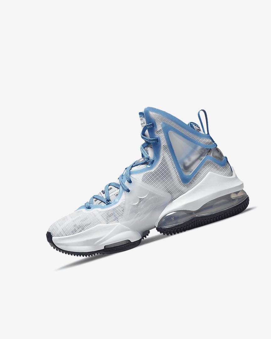 White / Blue / Blue Nike LeBron 19 Boys\' Basketball Shoes | CA_3223