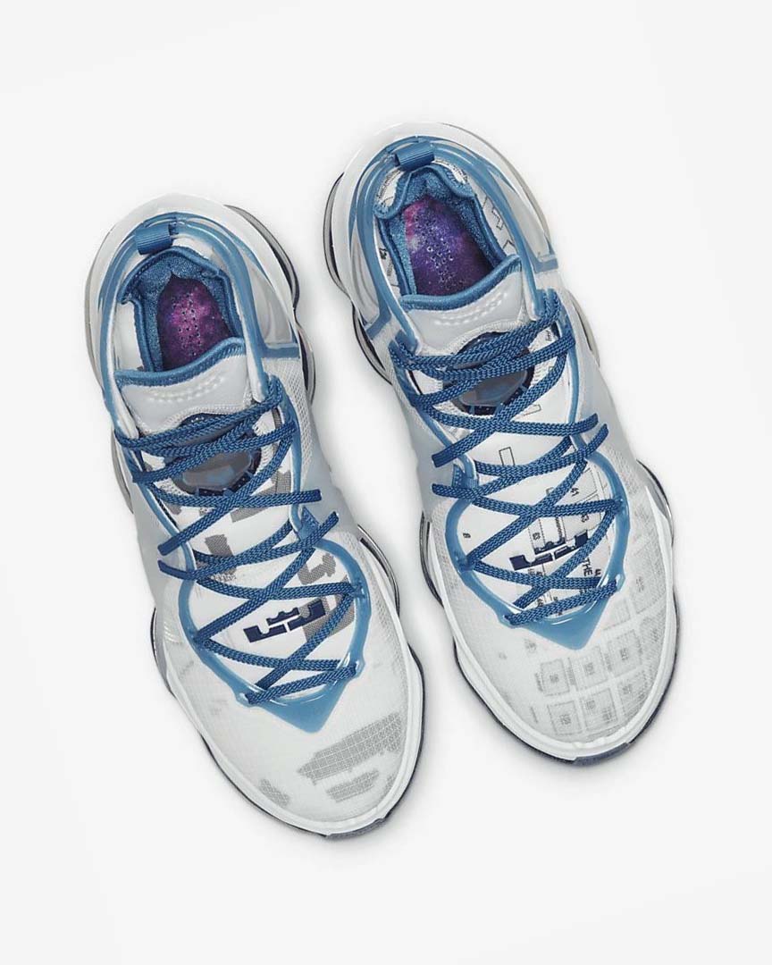 White / Blue / Blue Nike LeBron 19 Men's Basketball Shoes | CA_3257