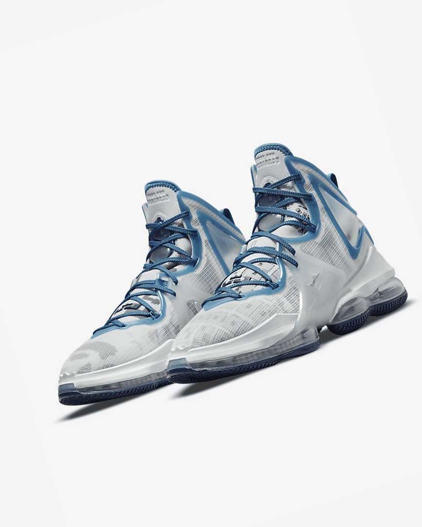 White / Blue / Blue Nike LeBron 19 Men's Basketball Shoes | CA_3257