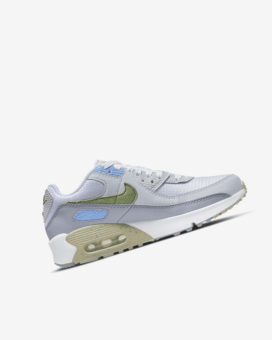 White / Blue / Grey Nike Air Max 90 Boys' Casual Shoes | CA_4724
