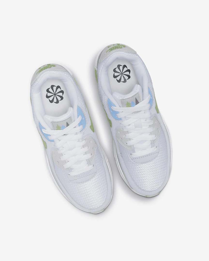 White / Blue / Grey Nike Air Max 90 Boys' Casual Shoes | CA_4724