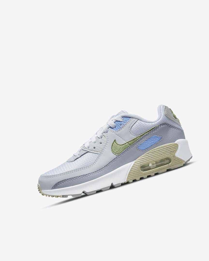 White / Blue / Grey Nike Air Max 90 Boys\' Casual Shoes | CA_4724