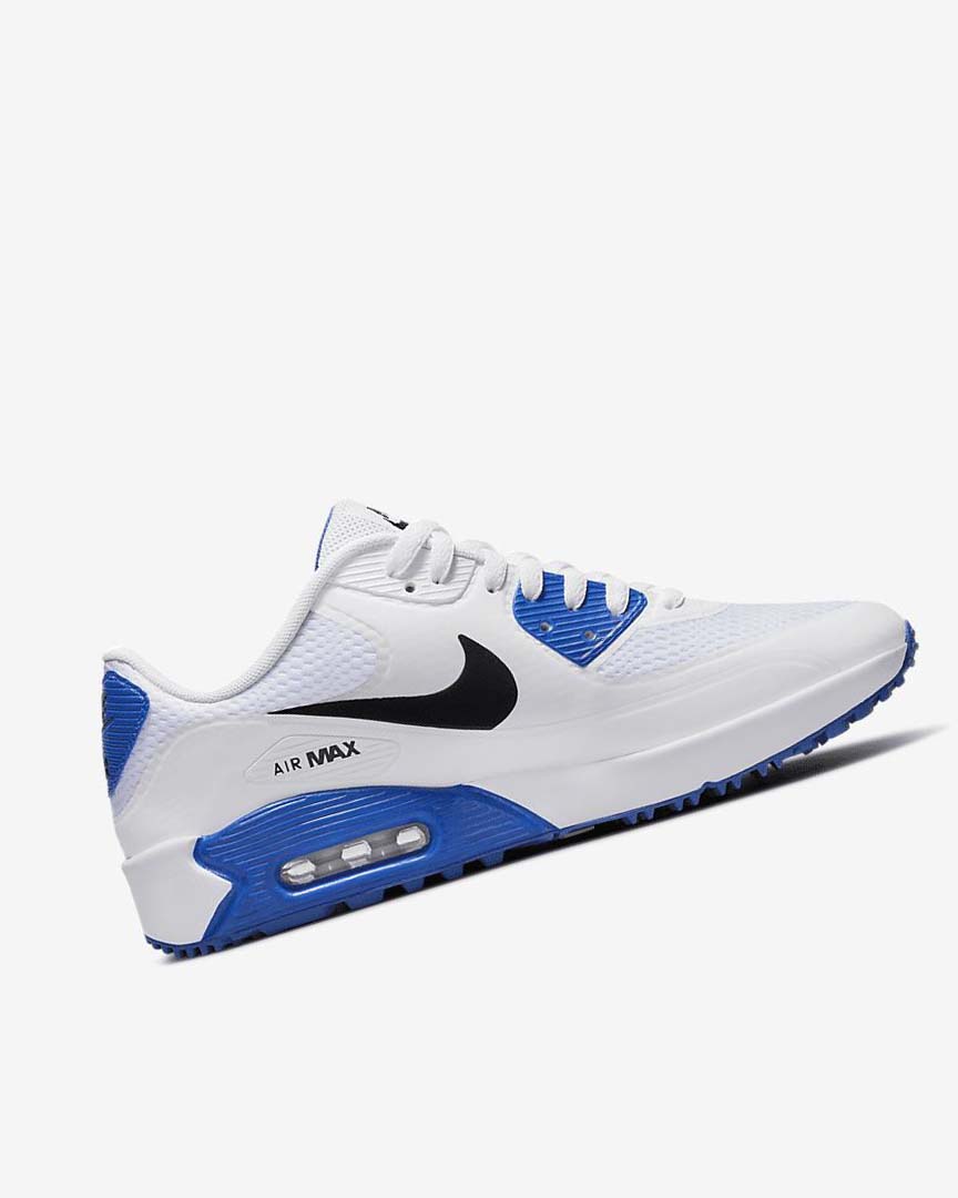 White / Blue / Platinum / Black Nike Air Max 90 G Women's Golf Shoes | CA_2547