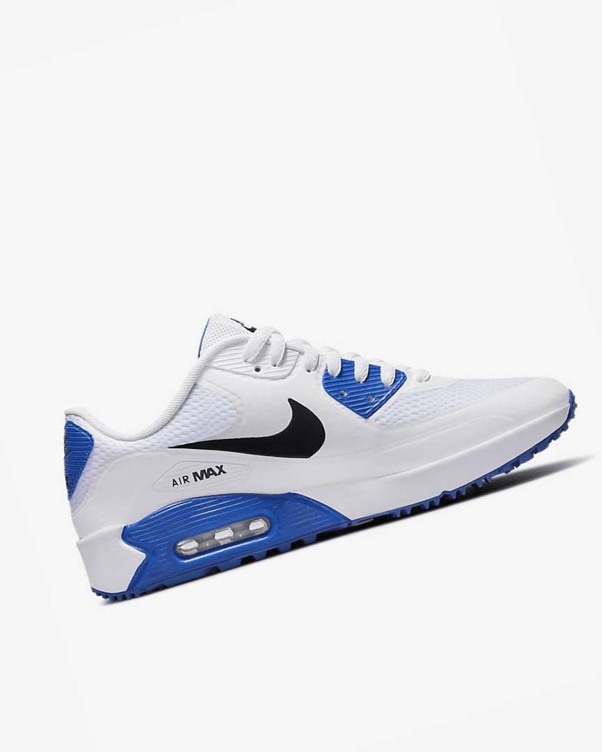 White / Blue / Platinum / Black Nike Air Max 90 G Men's Golf Shoes | CA_4800