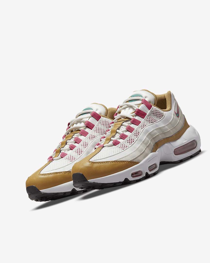 White / Brown / Green Nike Air Max 95 Women's Casual Shoes | CA_3263