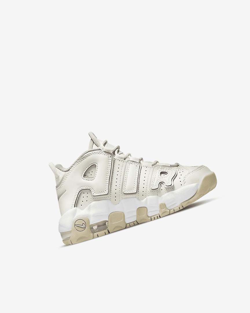 White / Brown / Light Nike Air More Uptempo Boys' Basketball Shoes | CA_2655