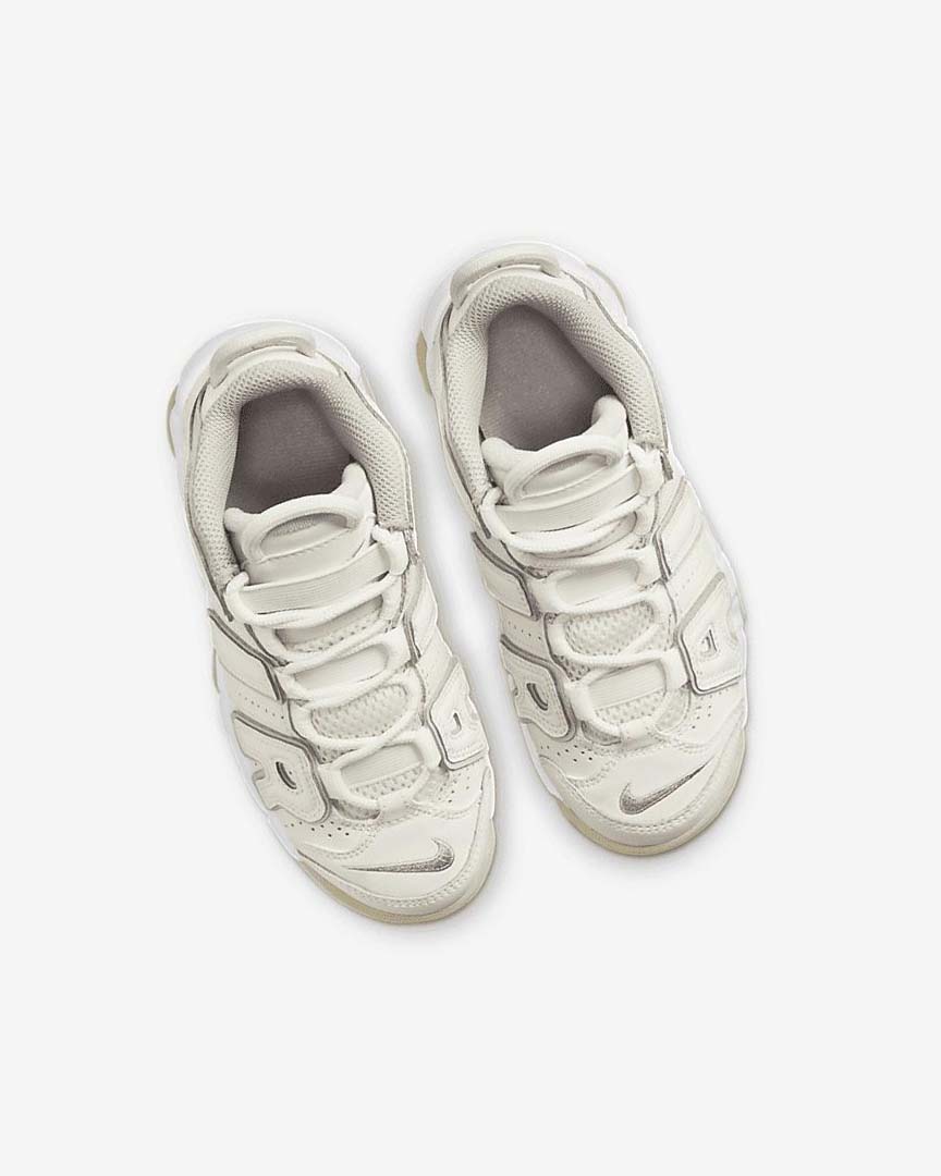 White / Brown / Light Nike Air More Uptempo Boys' Basketball Shoes | CA_2655