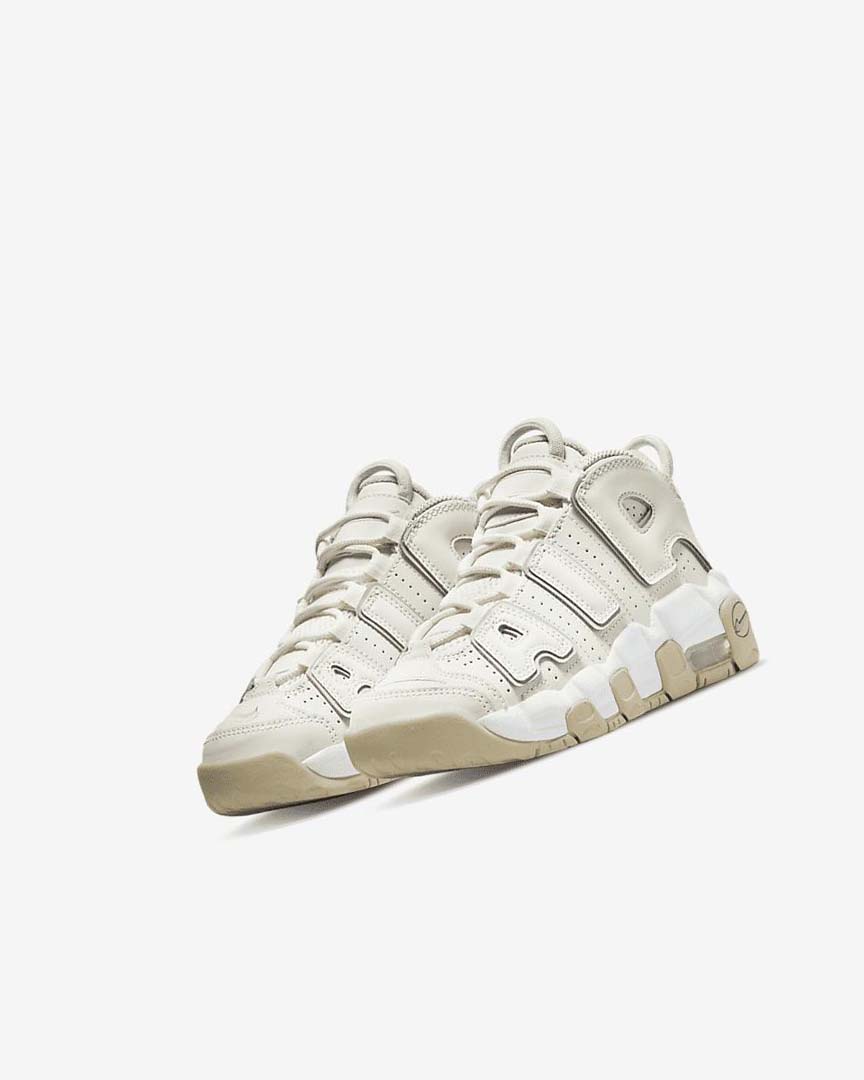 White / Brown / Light Nike Air More Uptempo Boys' Basketball Shoes | CA_2655