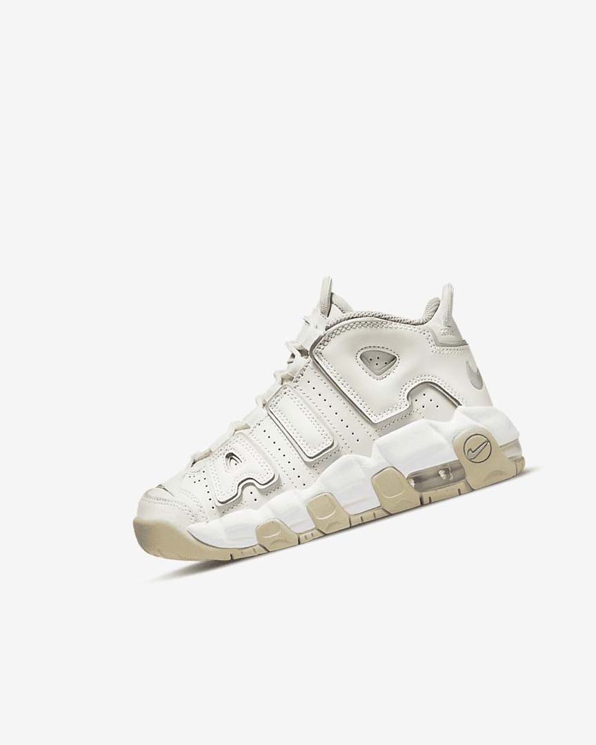 White / Brown / Light Nike Air More Uptempo Boys\' Basketball Shoes | CA_2655