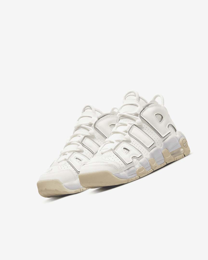 White / Brown / Light Nike Air More Uptempo Girls' Sneakers | CA_5511