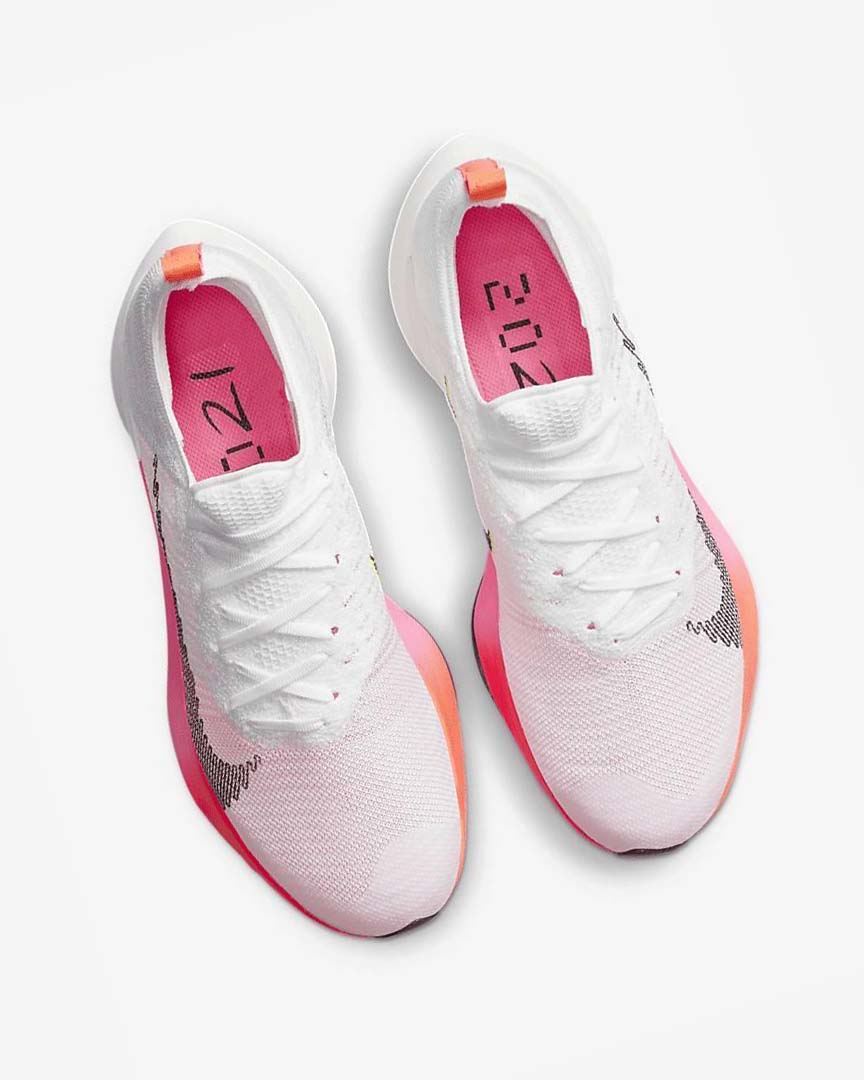White / Coral / Pink / Black Nike Air Zoom Tempo NEXT% Flyknit Men's Running Shoes | CA_3078