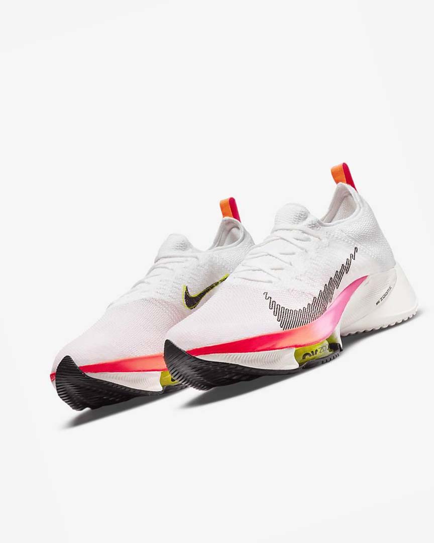White / Coral / Pink / Black Nike Air Zoom Tempo NEXT% Flyknit Men's Running Shoes | CA_3078