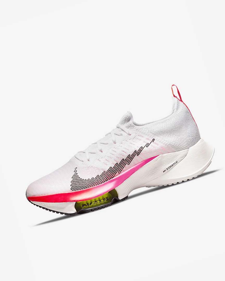 White / Coral / Pink / Black Nike Air Zoom Tempo NEXT% Flyknit Men\'s Running Shoes | CA_3078
