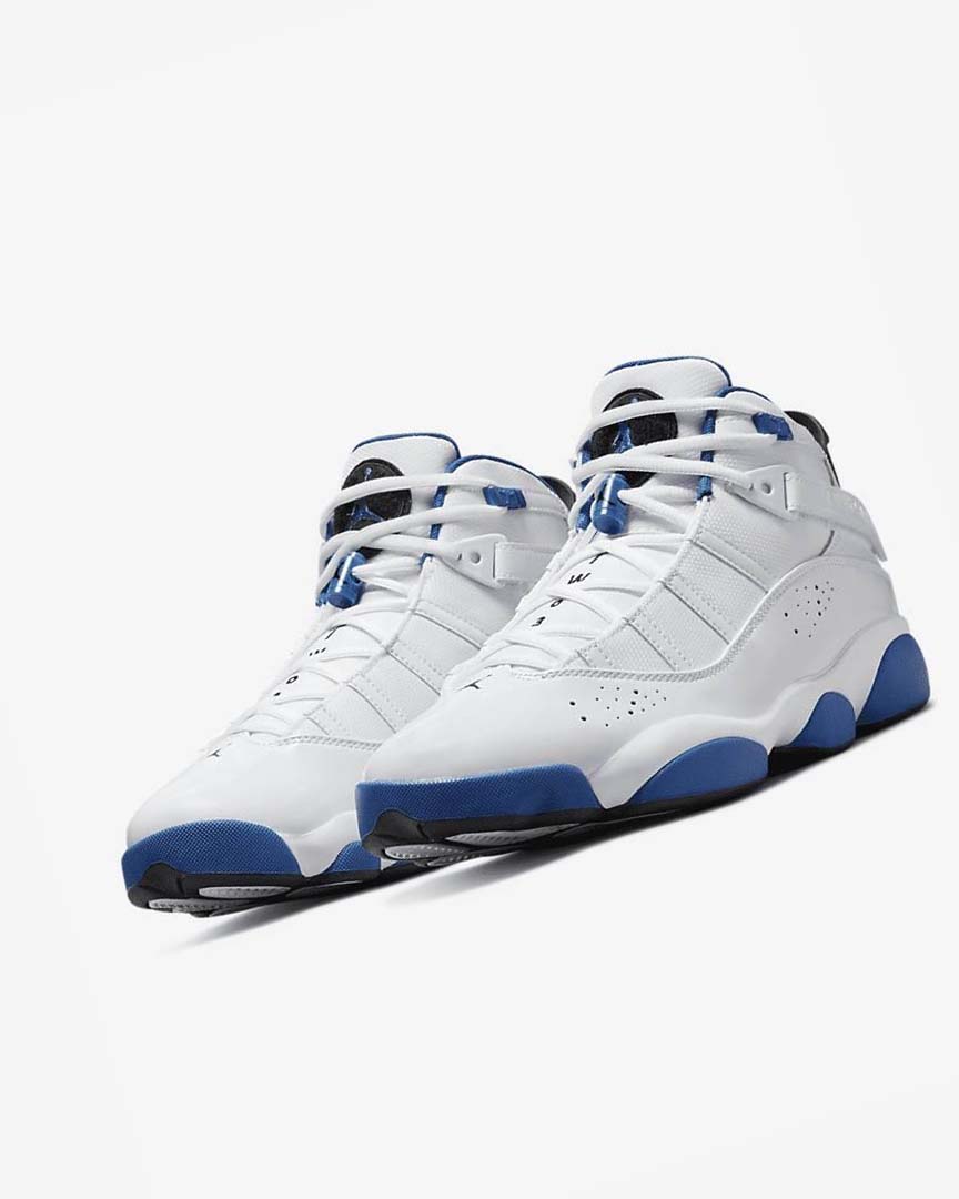 White / Dark Blue / White / Black Nike Jordan 6 Rings Men's Basketball Shoes | CA_5401