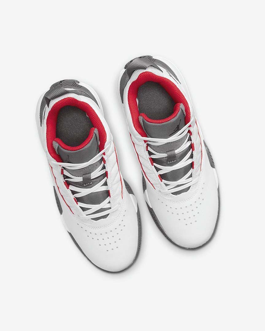 White / Deep Grey / Red / Black Nike Jordan Stay Loyal Boys' Basketball Shoes | CA_3047