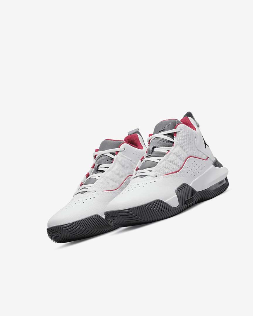White / Deep Grey / Red / Black Nike Jordan Stay Loyal Boys' Basketball Shoes | CA_3047