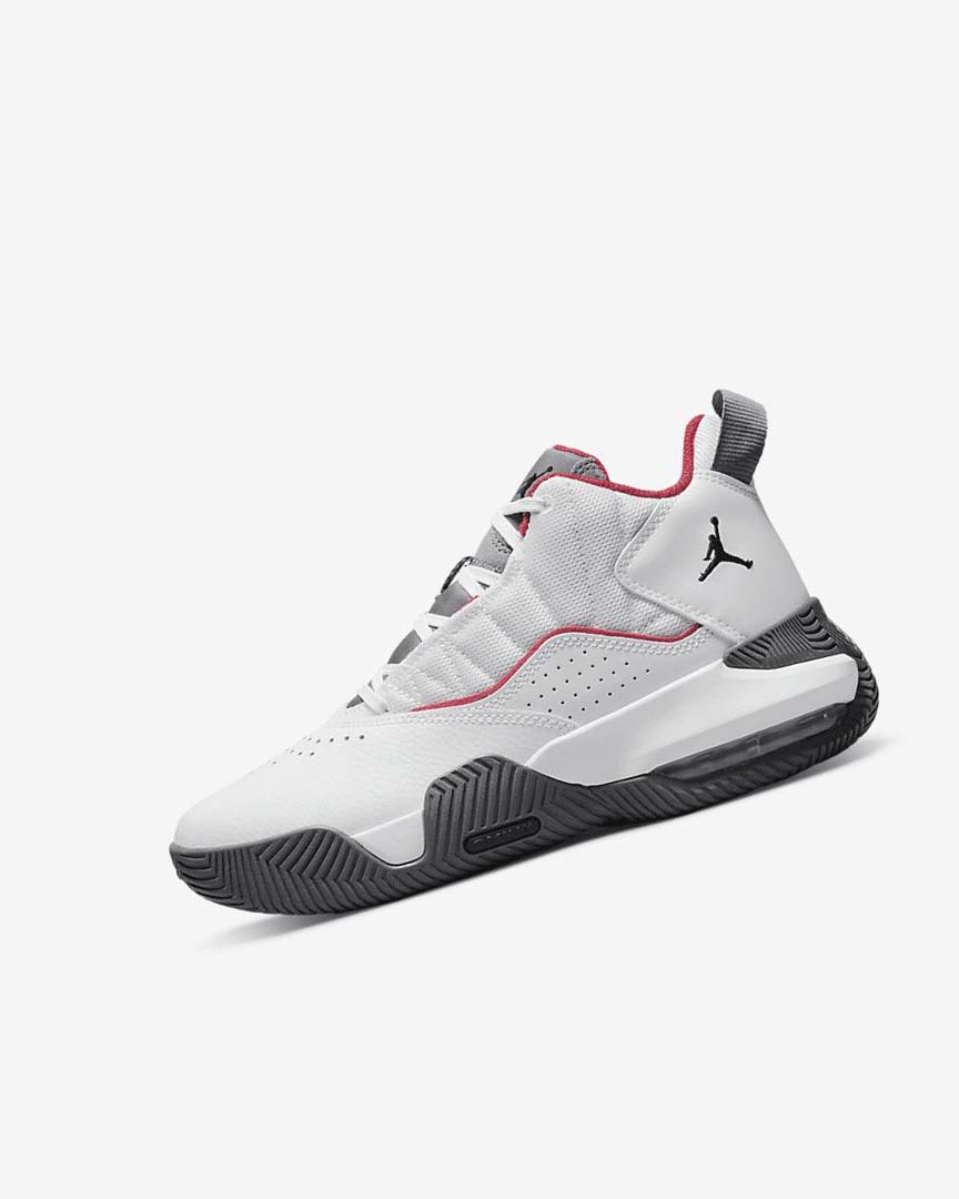 White / Deep Grey / Red / Black Nike Jordan Stay Loyal Boys\' Basketball Shoes | CA_3047