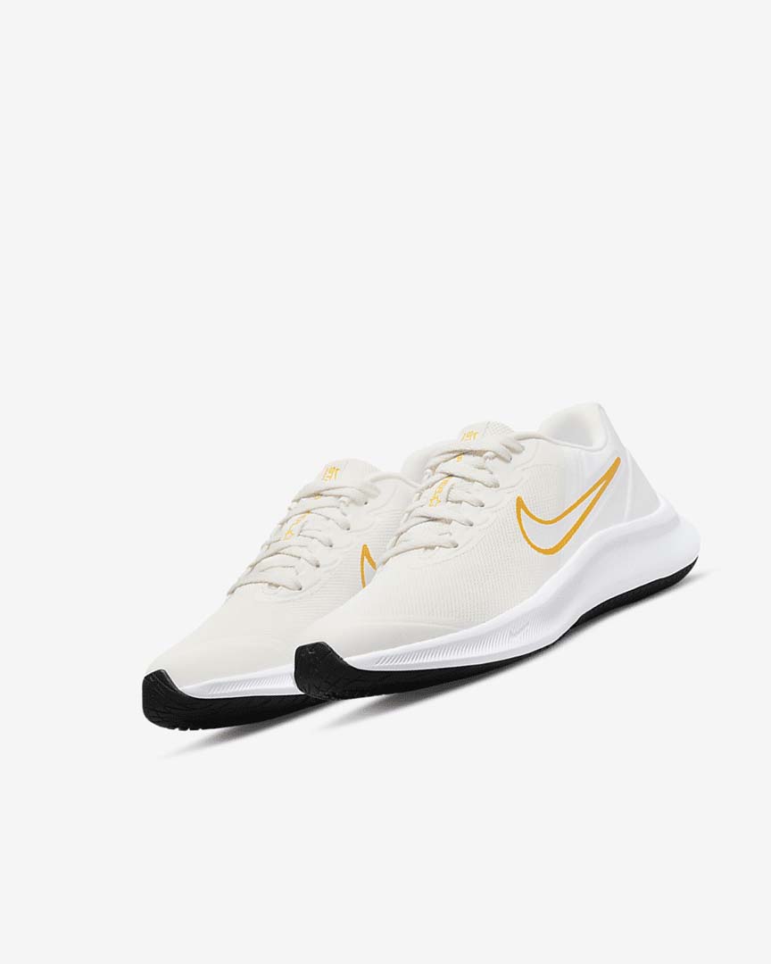 White / Gold / Multicolor Nike Star Runner 3 Girls' Running Shoes | CA_2293