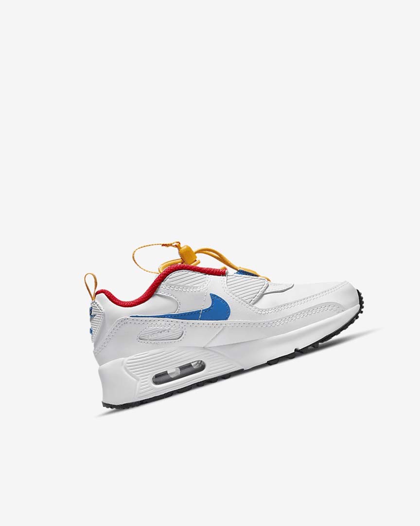White / Gold / Red / Blue Nike Air Max 90 Toggle Boys' Casual Shoes | CA_2546