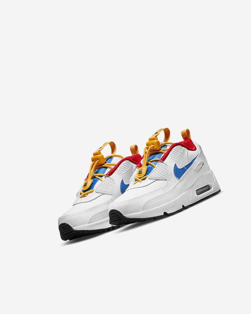 White / Gold / Red / Blue Nike Air Max 90 Toggle Boys' Casual Shoes | CA_2546