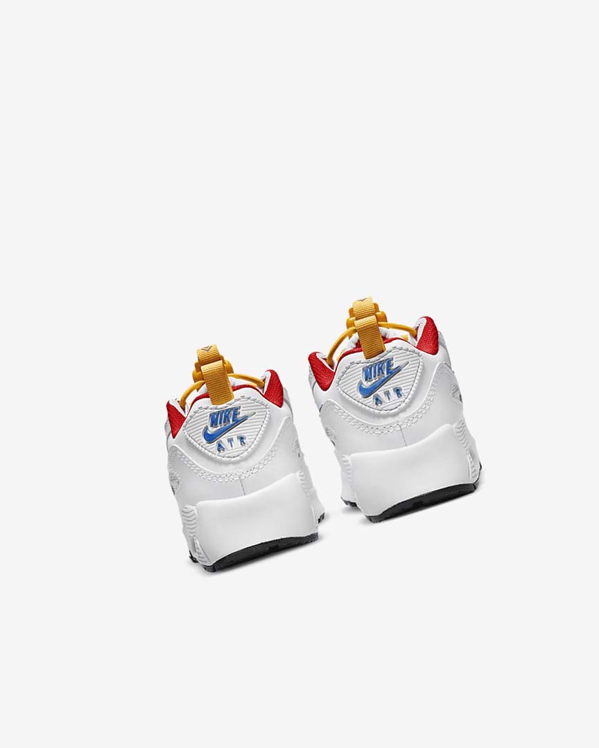 White / Gold / Red / Blue Nike Air Max 90 Toggle Boys' Casual Shoes | CA_2546