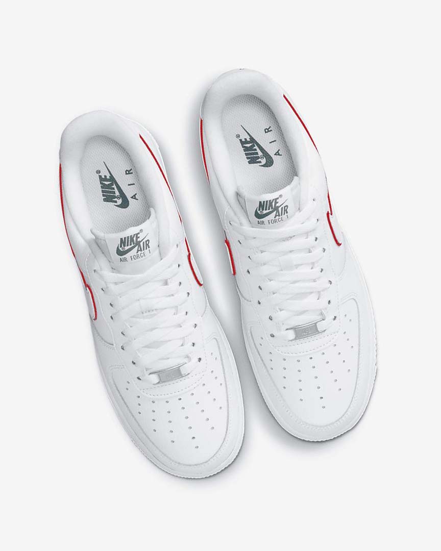 White / Green / Metal Silver / Red Nike Air Force 1 Men's Sneakers | CA_3177