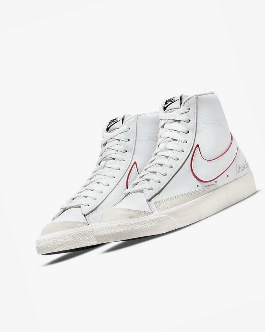White / Green / Metal Silver / Red Nike Blazer Mid '77 Men's Sneakers | CA_4746