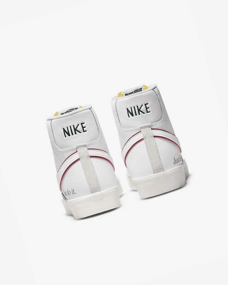 White / Green / Metal Silver / Red Nike Blazer Mid '77 Men's Sneakers | CA_4746