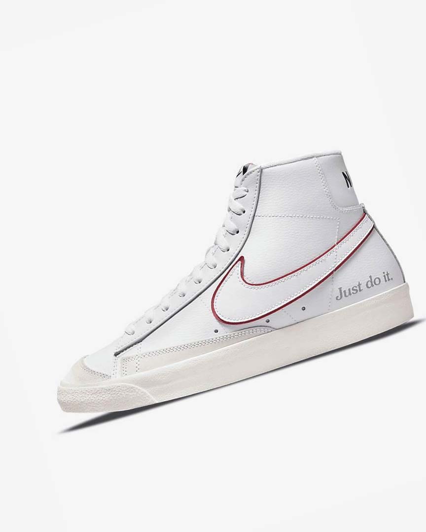 White / Green / Metal Silver / Red Nike Blazer Mid \'77 Men\'s Sneakers | CA_4746