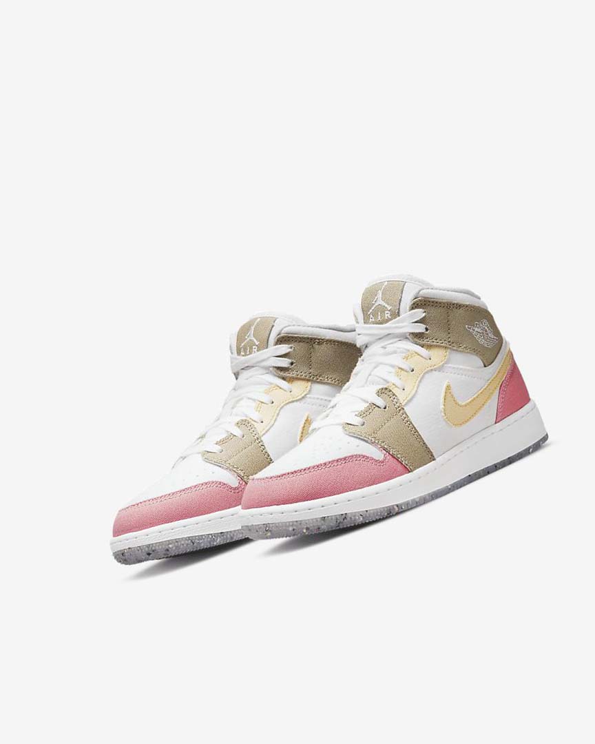 White / Green Nike Air Jordan 1 Mid SE Girls' Sneakers | CA_2363