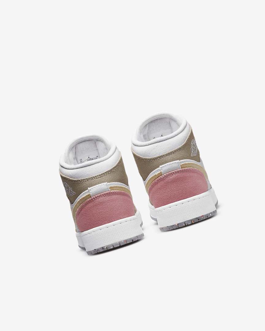 White / Green Nike Air Jordan 1 Mid SE Girls' Sneakers | CA_2363