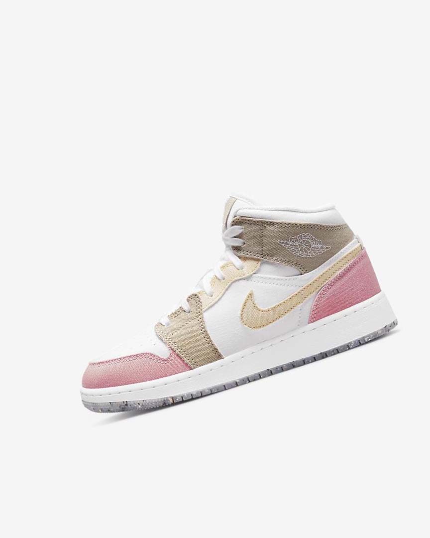 White / Green Nike Air Jordan 1 Mid SE Girls\' Sneakers | CA_2363