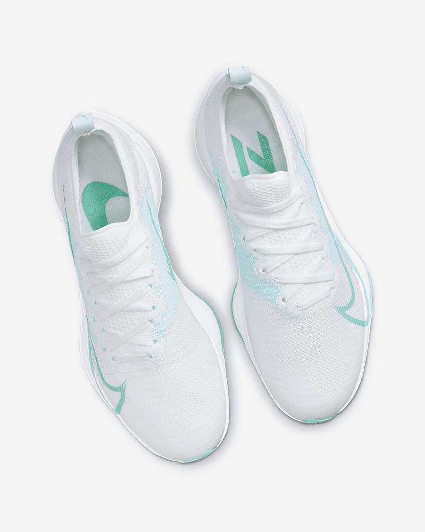 White / Green / Turquoise / Turquoise Nike Air Zoom Tempo NEXT% Women's Running Shoes | CA_5068