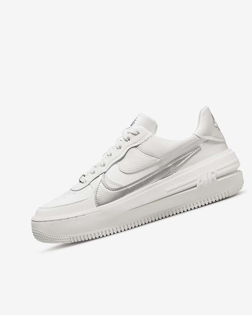 White / Grey / Metal Silver Nike Air Force 1 PLT.AF.ORM Women\'s Sneakers | CA_5592