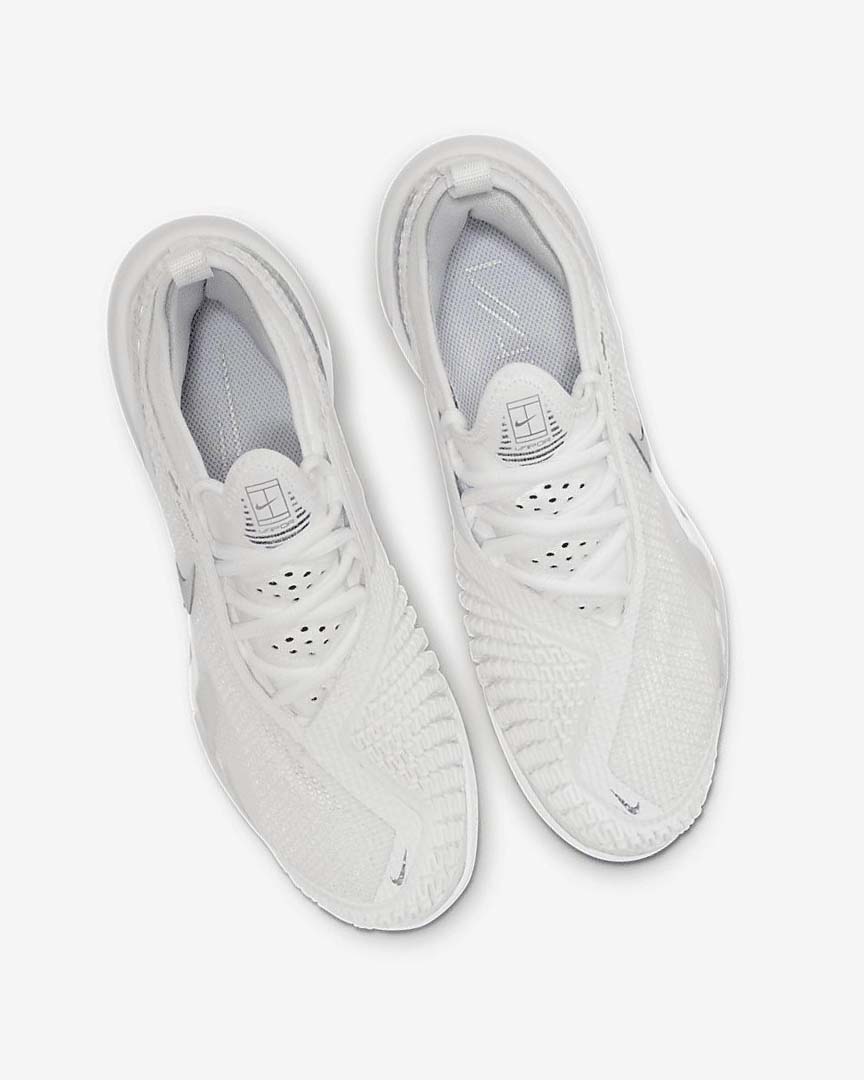 White / Grey / Metal Silver Nike Court React Vapor NXT Women's Tennis Shoes | CA_5370