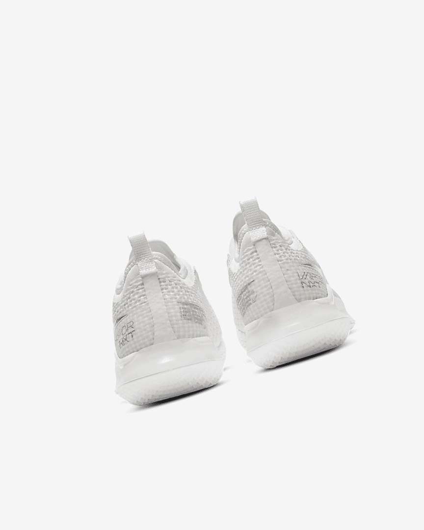 White / Grey / Metal Silver Nike Court React Vapor NXT Women's Tennis Shoes | CA_5370
