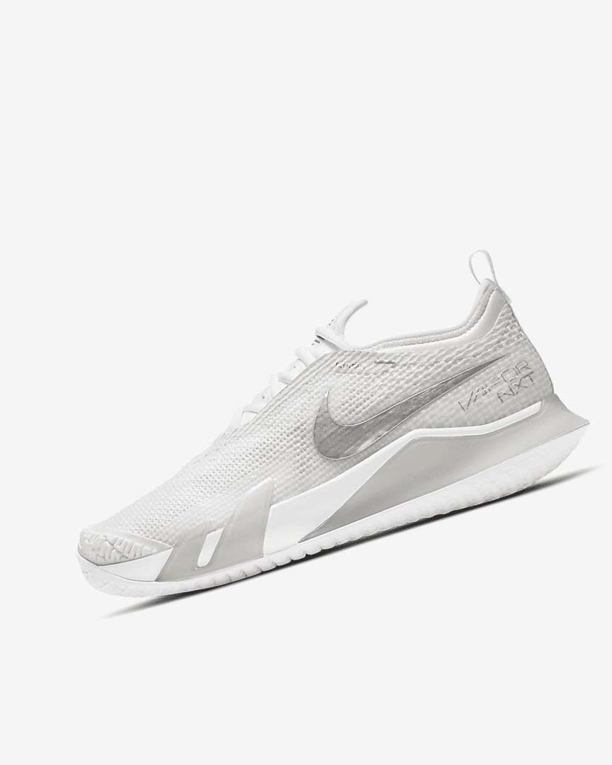 White / Grey / Metal Silver Nike Court React Vapor NXT Women\'s Tennis Shoes | CA_5370