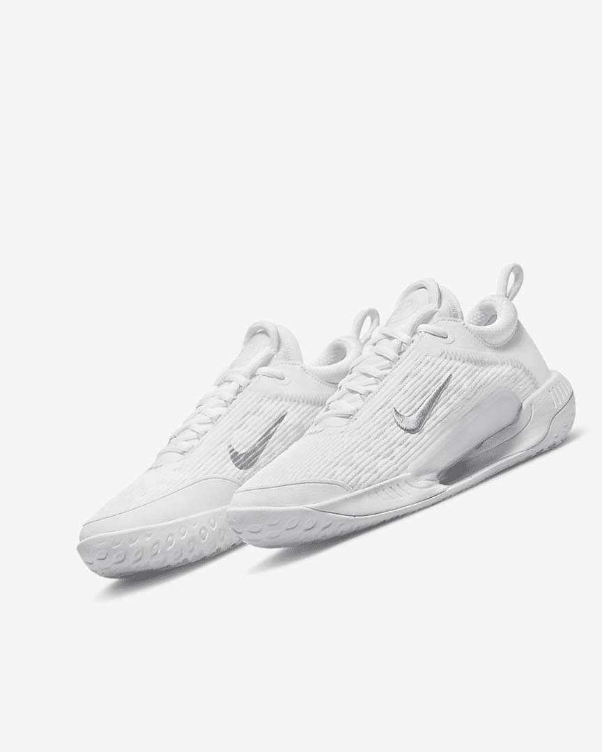 White / Grey / Metal Silver Nike Court Zoom NXT Women's Tennis Shoes | CA_5447