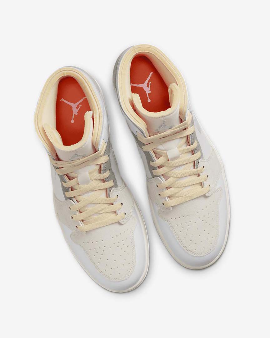 White / Grey Nike Air Jordan 1 Mid SE Craft Men's Sneakers | CA_4892