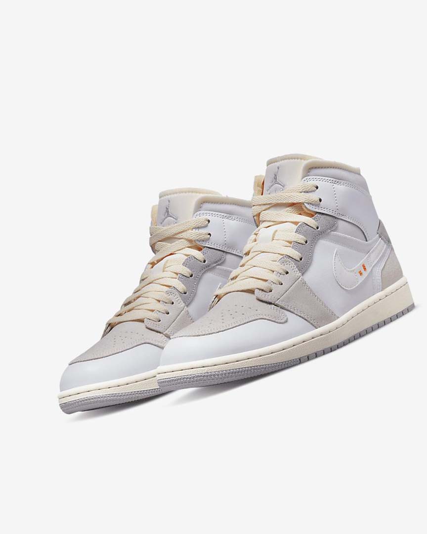 White / Grey Nike Air Jordan 1 Mid SE Craft Men's Sneakers | CA_4892