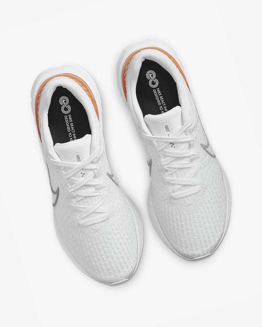 White / Grey Nike React Infinity Run Flyknit 3 Men's Running Shoes | CA_3217