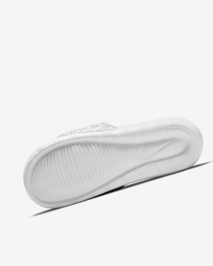 White / Grey / Platinum / Metal Gold Nike Victori One Women's Slides | CA_4613