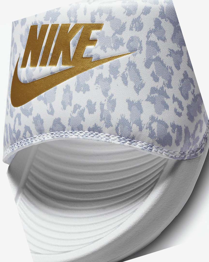 White / Grey / Platinum / Metal Gold Nike Victori One Women's Slides | CA_4613