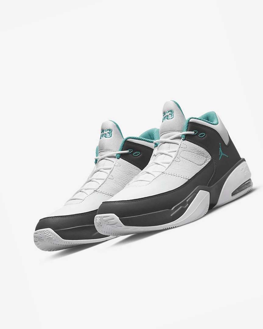 White / Grey / Turquoise Nike Jordan Max Aura 3 Men's Basketball Shoes | CA_5113