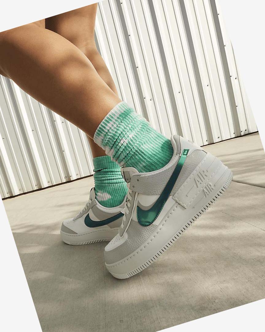 White / Grey / White Nike Air Force 1 Shadow Women's Sneakers | CA_2633