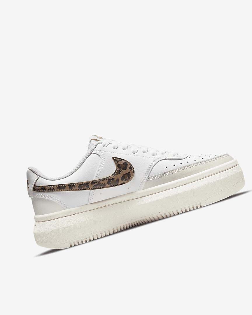 White / Light Beige / Brown Nike Court Vision Alta Women's Sneakers | CA_2413