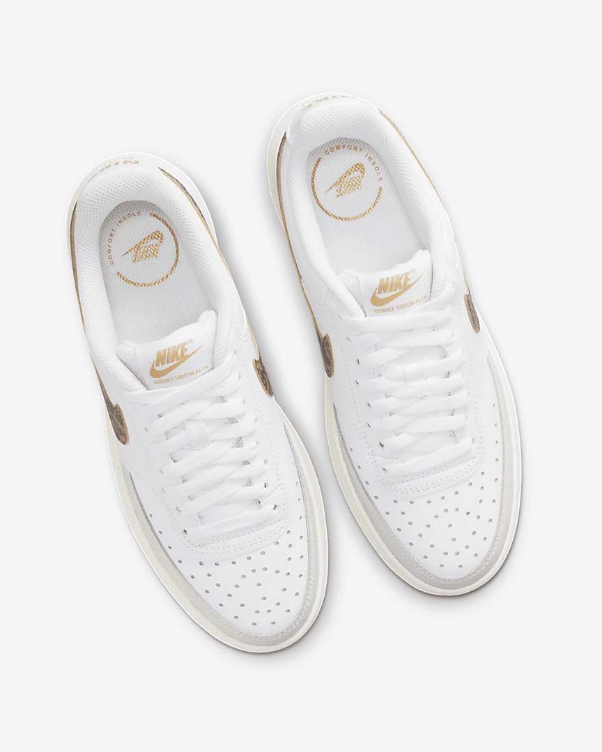 White / Light Beige / Brown Nike Court Vision Alta Women's Sneakers | CA_2413