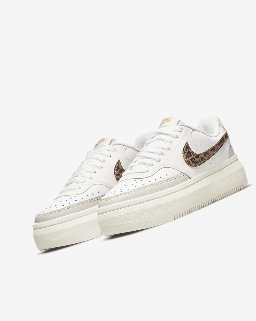 White / Light Beige / Brown Nike Court Vision Alta Women's Sneakers | CA_2413